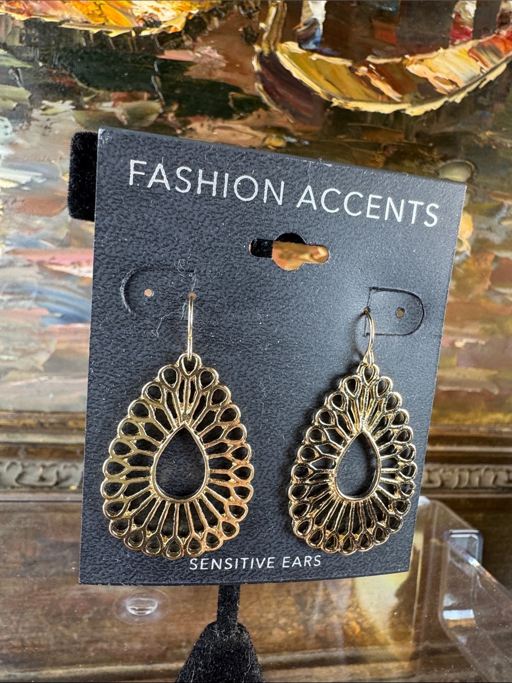 0520-Fashion Accents Gold‎ Teardrop Filigree Earrings